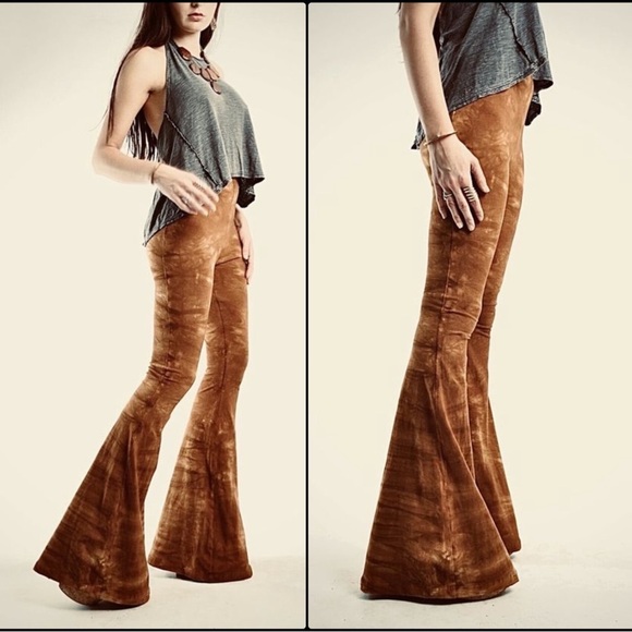 PETITE LENGTH Tie Dye Bell Bottoms - High Waisted Tie Dyed Bell Bottoms Hippie - Picture 2 of 8